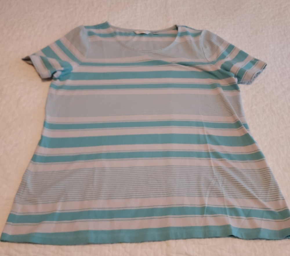 Liz Claiborne size Large womens tops Spandex blend Striped shirt EUC